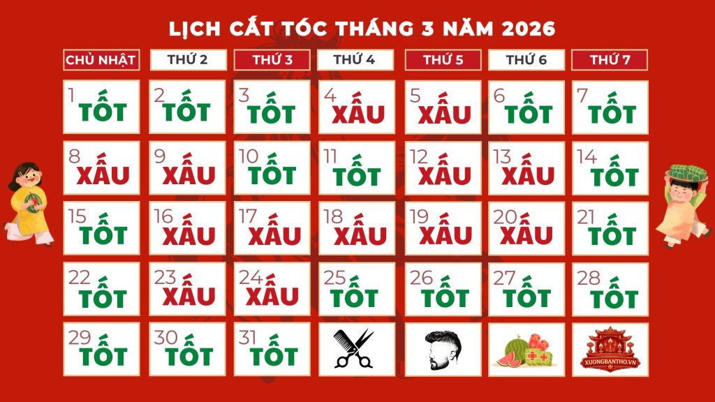 Lịch cắt tóc 2026: Ngày lành cắt tóc hút may mắn, tài lộc 1 lich cat toc thang 3 nam 2026