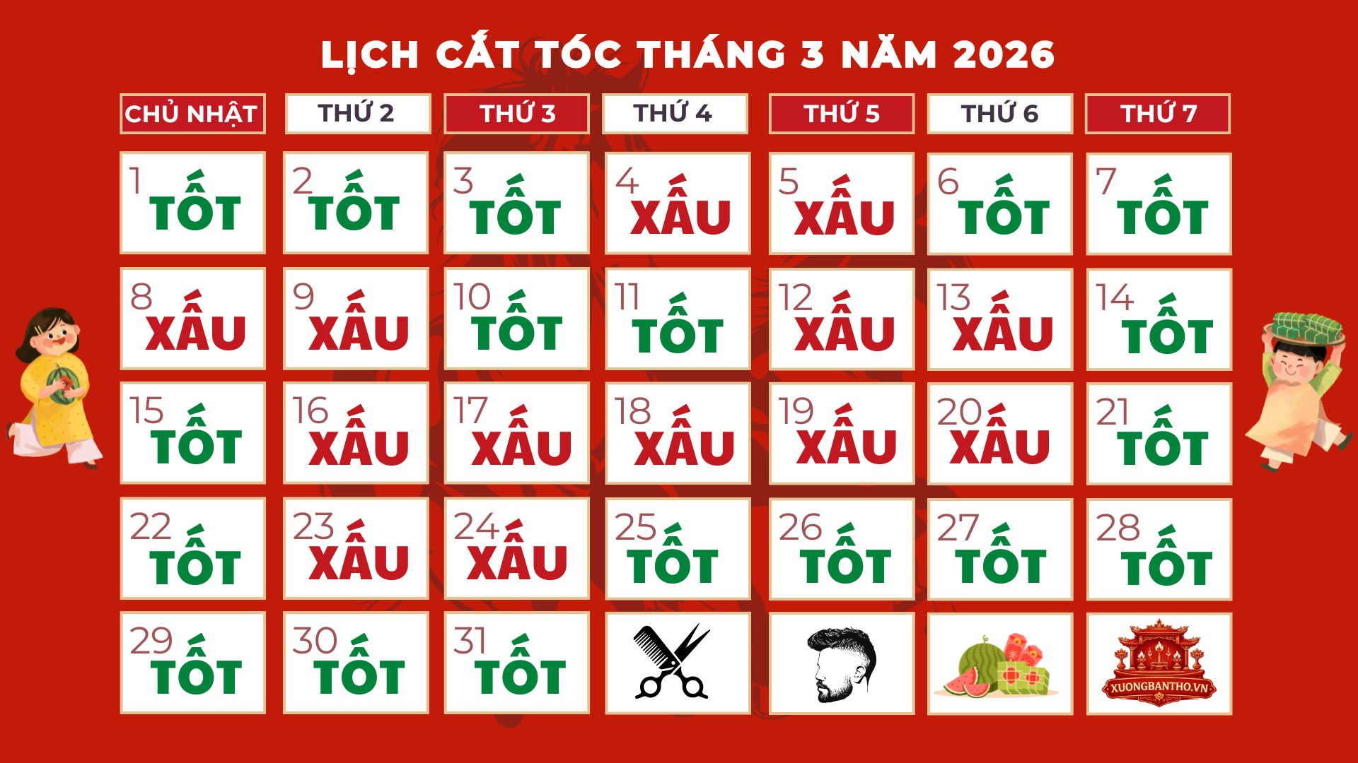 Lịch cắt tóc 2026: Ngày lành cắt tóc hút may mắn, tài lộc - Tử Vi Cổ Học Chuẩn Xác – Luận Giải Vận Mệnh Chi Tiết