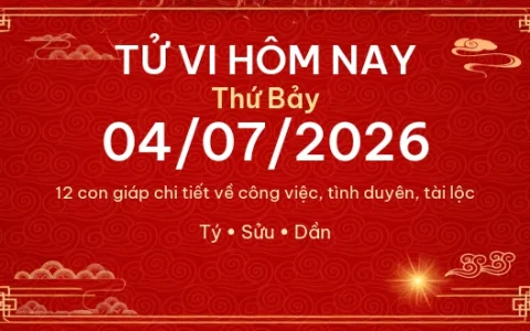 Tử vi hôm nay Thứ Bảy ngày 04/07/2026 - 12 con giáp chi tiết nhất 82 Tử vi hôm nay Thứ Bảy ngày 04/07/2026 – 12 con giáp chi tiết nhất
