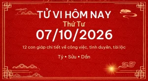 Trang chủ 99 Tử vi hôm nay Thứ Tư ngày 07/10/2026 – 12 con giáp chi tiết nhất