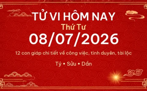 Tử vi hôm nay Thứ Tư ngày 08/07/2026 - 12 con giáp chi tiết nhất 68 Tử vi hôm nay Thứ Tư ngày 08/07/2026 – 12 con giáp chi tiết nhất