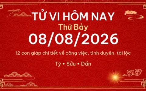Tử vi hôm nay Thứ Bảy ngày 08/08/2026 - 12 con giáp chi tiết nhất 14 Tử vi hôm nay Thứ Bảy ngày 08/08/2026 – 12 con giáp chi tiết nhất