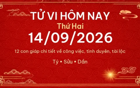 Tử vi hôm nay Thứ Hai ngày 14/09/2026 - 12 con giáp chi tiết nhất 1 Tử vi hôm nay Thứ Hai ngày 14/09/2026 – 12 con giáp chi tiết nhất