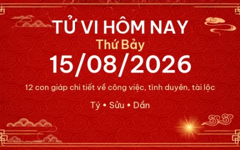 Tử vi hôm nay Thứ Bảy ngày 15/08/2026 - 12 con giáp chi tiết nhất 1 Tử vi hôm nay Thứ Bảy ngày 15/08/2026 – 12 con giáp chi tiết nhất