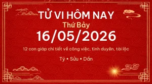 Tử vi hôm nay Thứ Bảy ngày 16/05/2026 – 12 con giáp chi tiết nhất