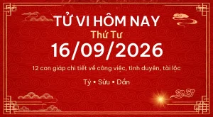 Trang chủ 99 Tử vi hôm nay Thứ Tư ngày 16/09/2026 – 12 con giáp chi tiết nhất