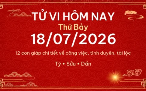 Tử vi hôm nay Thứ Bảy ngày 18/07/2026 - 12 con giáp chi tiết nhất 68 Tử vi hôm nay Thứ Bảy ngày 18/07/2026 – 12 con giáp chi tiết nhất