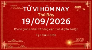 Trang chủ 99 Tử vi hôm nay Thứ Bảy ngày 19/09/2026 – 12 con giáp chi tiết nhất