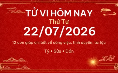 Tử vi hôm nay Thứ Tư ngày 22/07/2026 - 12 con giáp chi tiết nhất 42 Tử vi hôm nay Thứ Tư ngày 22/07/2026 – 12 con giáp chi tiết nhất
