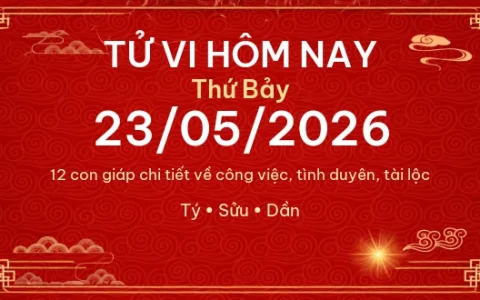 Tử vi hôm nay Thứ Bảy ngày 23/05/2026 - 12 con giáp chi tiết nhất 1 Tử vi hôm nay Thứ Bảy ngày 23/05/2026 – 12 con giáp chi tiết nhất