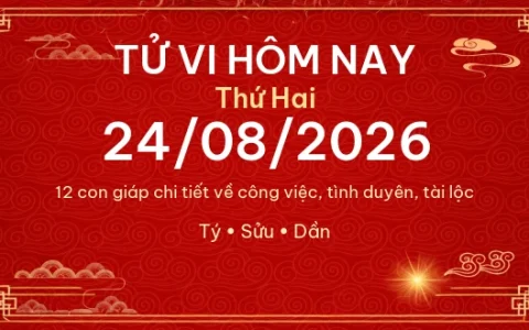 Tử vi hôm nay Thứ Hai ngày 24/08/2026 – 12 con giáp chi tiết nhất