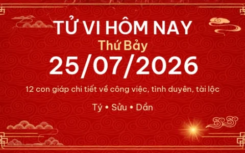 Tử vi hôm nay Thứ Bảy ngày 25/07/2026 – 12 con giáp chi tiết nhất