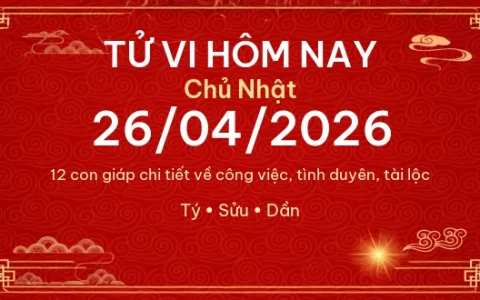 Tử vi hôm nay Chủ Nhật ngày 26/04/2026 – 12 con giáp chi tiết nhất