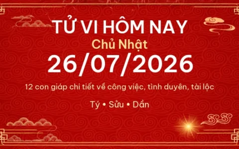 Tử vi hôm nay Chủ Nhật ngày 26/07/2026 – 12 con giáp chi tiết nhất