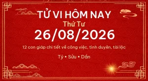 Tử vi hôm nay Thứ Tư ngày 26/08/2026 – 12 con giáp chi tiết nhất