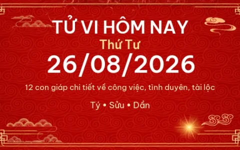 Tử vi hôm nay Thứ Tư ngày 26/08/2026 – 12 con giáp chi tiết nhất