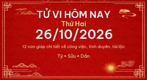 Tử vi hôm nay Thứ Hai ngày 26/10/2026 – 12 con giáp chi tiết nhất