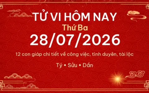 Tử vi hôm nay Thứ Ba ngày 28/07/2026 – 12 con giáp chi tiết nhất