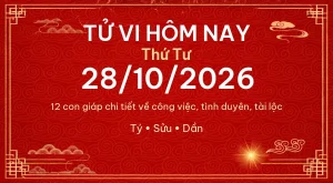 Tử vi hôm nay Thứ Tư ngày 28/10/2026 – 12 con giáp chi tiết nhất