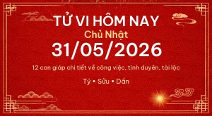 Tử vi hôm nay Chủ Nhật ngày 31/05/2026 – 12 con giáp chi tiết nhất