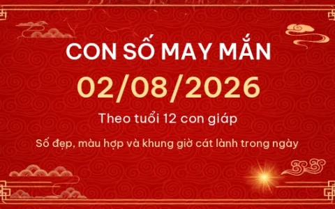 Con số may mắn hôm nay 02/08/2026 theo tuổi 82 Con số may mắn hôm nay 02/08/2026 theo tuổi