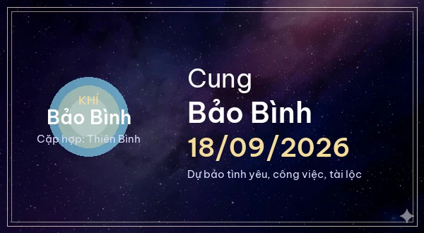 12 cung hoàng đạo ngày 18/09/2026 - Dự báo tình yêu, công việc và tài lộc 11 Bảo Bình