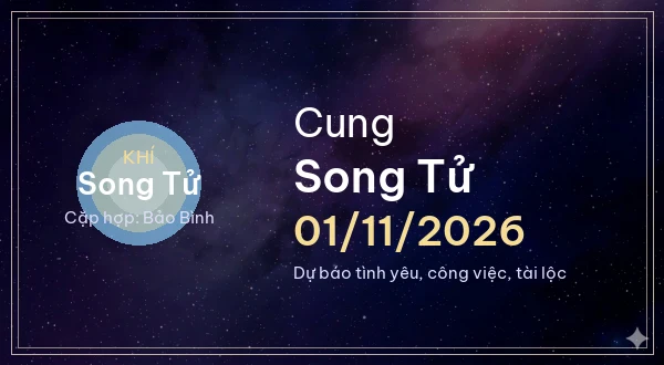 12 cung hoàng đạo ngày 01/11/2026 - Dự báo tình yêu, công việc và tài lộc 3 Song Tử