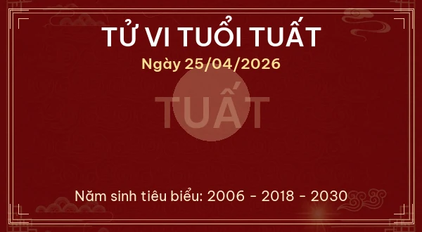 Tử vi tuổi Tuất ngày 25/04/2026